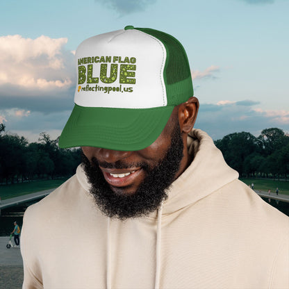 American Flag Blue Trucker Cap | Casey the American