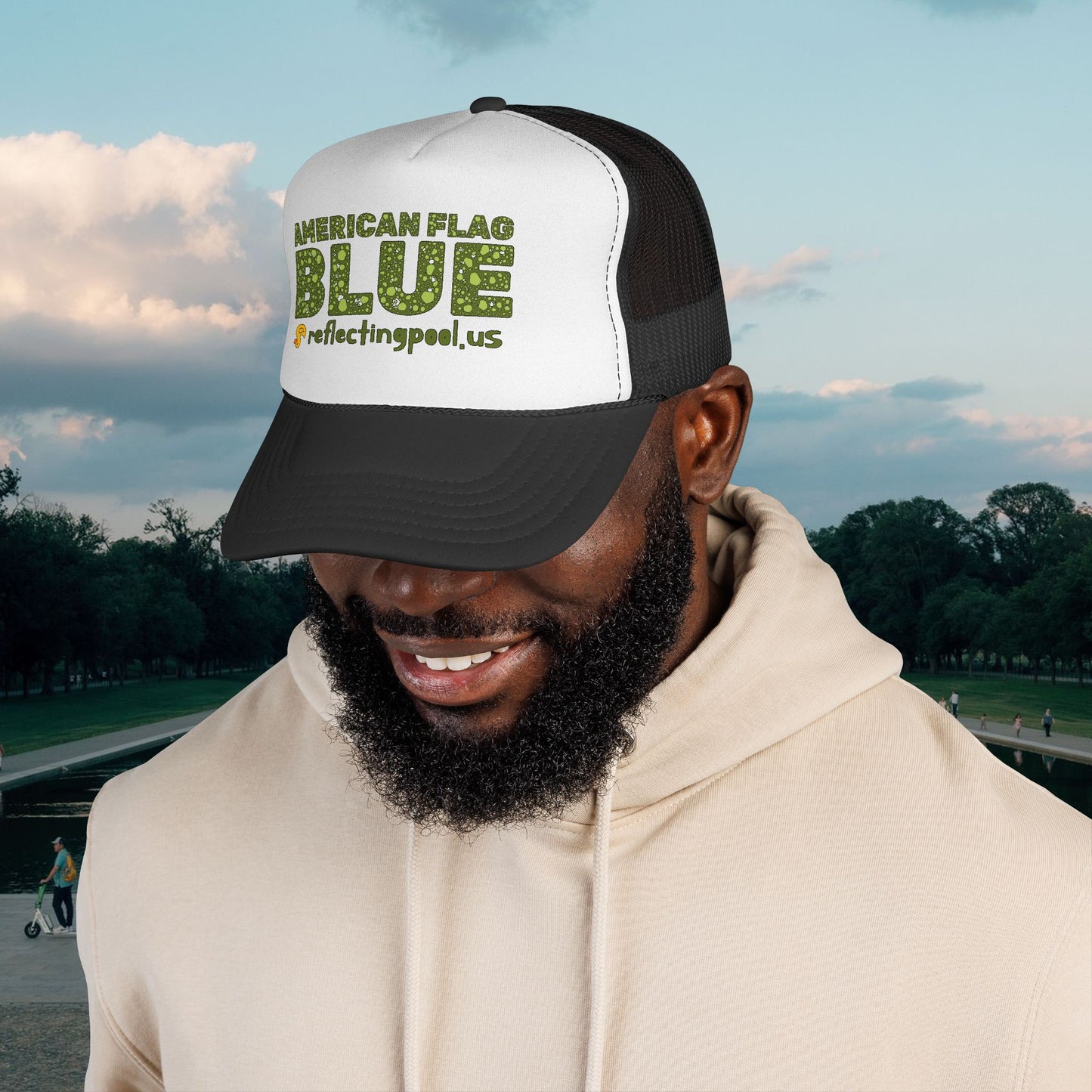 American Flag Blue Trucker Cap | Casey the American